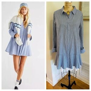 FREE PEOPLE All For You Striped Shirt Dress w/ Slip (2 Piece Set), Med, NWT